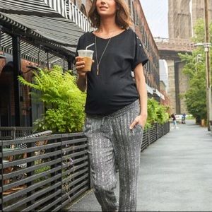 Seraphine Black Cotton Maternity & Nursing T-Shirt